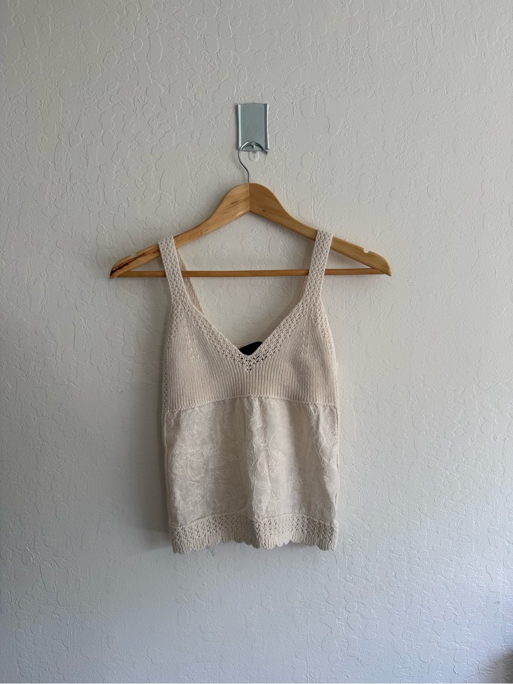 Zara Cream Knit & Lace Camisole